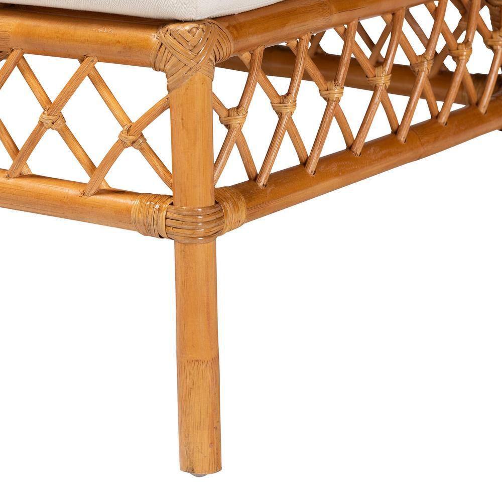 Capella Honey Rattan Bohemian Dining Bench with Cushion