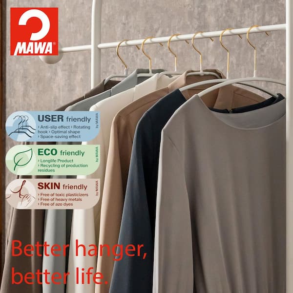 RESTON LLOYD Mawa, 40P Euro Steel Anti-Slip Clothing Hanger, Set of 15, White