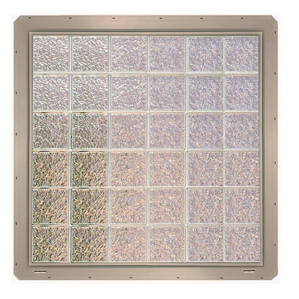 CrystaLok 46.75 in. x 46.75 in. x 3.25 in. Ice Pattern Vinyl Framed Glass Block Window with Clay Colored Vinyl Nailing Fin