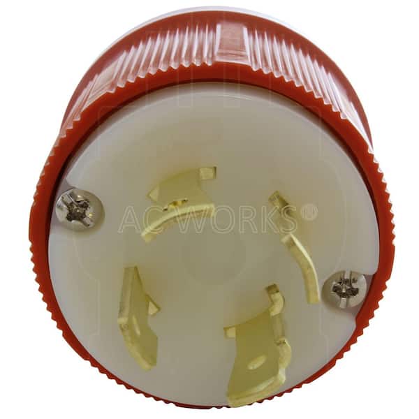 AC WORKS NEMA L16-30P 3-Phase 30A 480V 4-Prong Locking Male Plug