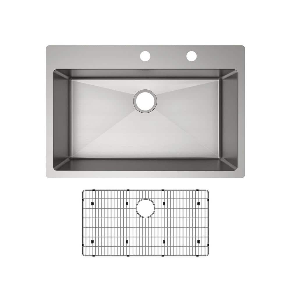 Elkay Crosstown 33in. Dual Mount 1 Bowl 18 Gauge Polished Satin Stainless  Steel Sink w/ Accessories ECTSRS33229TBGFR2 - The Home Depot