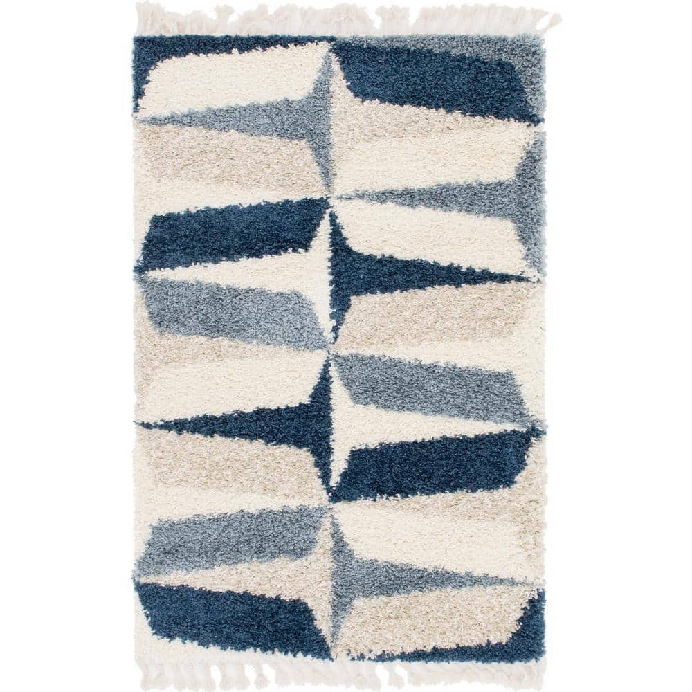 Hygge Shag Balanced Blue 4 ft. x 6 ft. Area Rug price history on PriceWatchPro