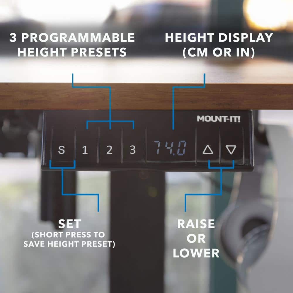Rustic Brown L-Shaped Electric Adjustable Standing Desk with Drawer