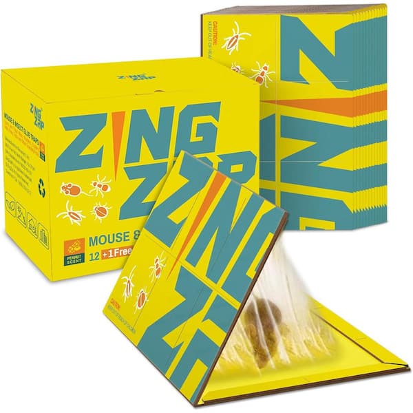 ZINGZAP 13-Pack Mouse and Insect Glue Traps/Board, 3X Faster Catch with Built-in Peanut Scent, Indoors Home and Commercial