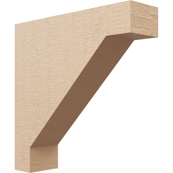 Ekena Millwork Thin Series 1 6 in. x 24 in. x 24 in. Burlington Rough Cedar Woodgrain Timberthane Polyurethane Corbel in Primed Tan