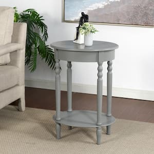 Emily 19.5 in. Antique Gray MDF Oval End Table