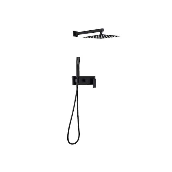 CASAINC 1-Spray Patterns with 2 GPM 10 in. Wall Mount 360-Degree High Pressure Dual Shower Heads in Matte Black
