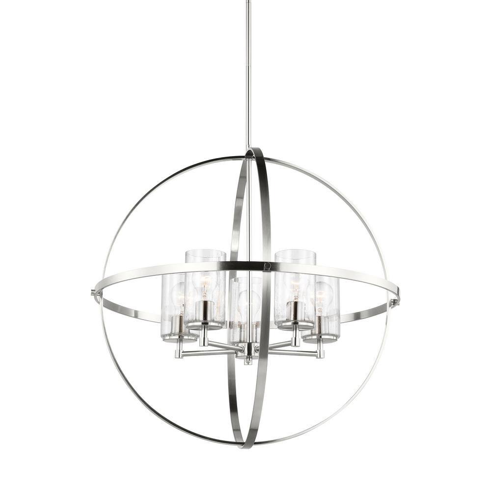 Alturas Brushed Nickel 5-Light Chandelier with Clear Seeded Glass