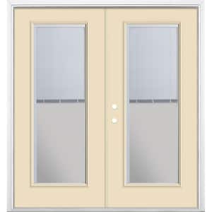 72 in. x 80 in. Golden Haystack Steel Prehung Right-Hand Inswing Mini Blind Patio Door with Brickmold