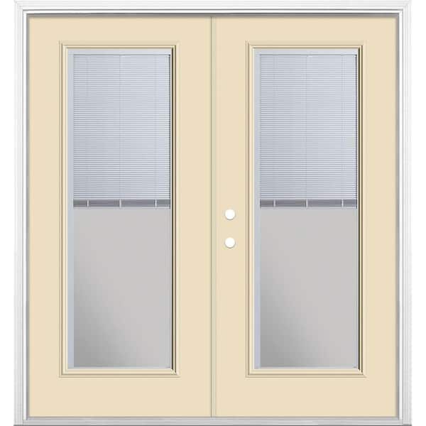 Masonite 72 in. x 80 in. Golden Haystack Steel Prehung Right-Hand Inswing Mini Blind Patio Door with Brickmold