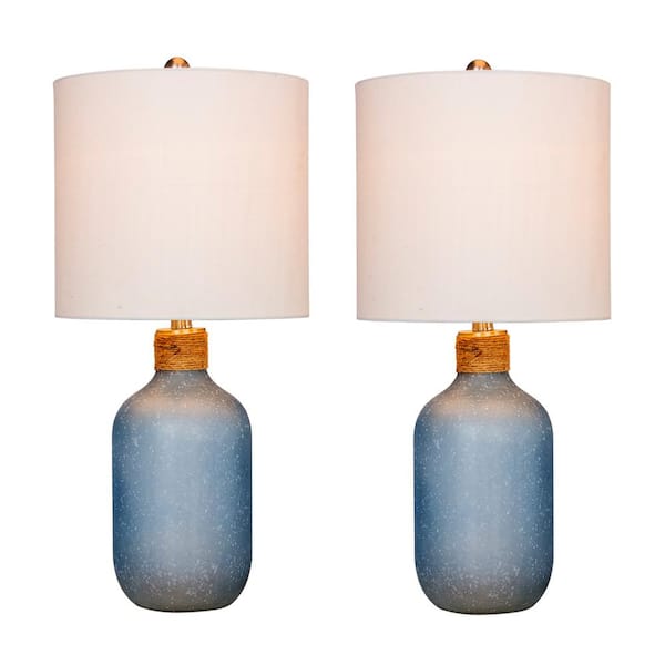 Fangio Lighting 26 in. Frosted Blue Island Jug Glass Table Lamps
