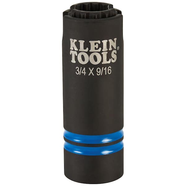 Klein Tools 3-in-1 Slotted Impact Socket, 12-Point, 3/4 and 9/16-Inch