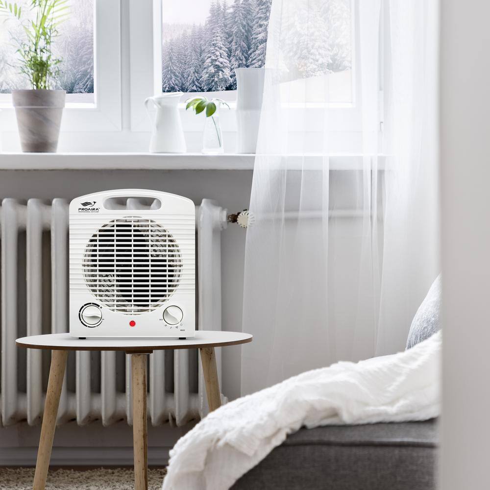 Proaira White Ceramic Electric Space Heater with Thermostat