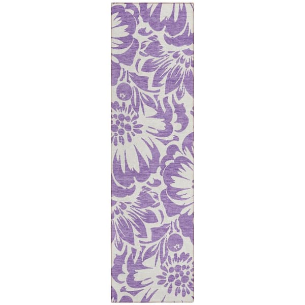 Chantille ACN551 Purple 2 ft. 3 in. x 7 ft. 6 in. Machine Washable Indoor/Outdoor Geometric Runner Rug