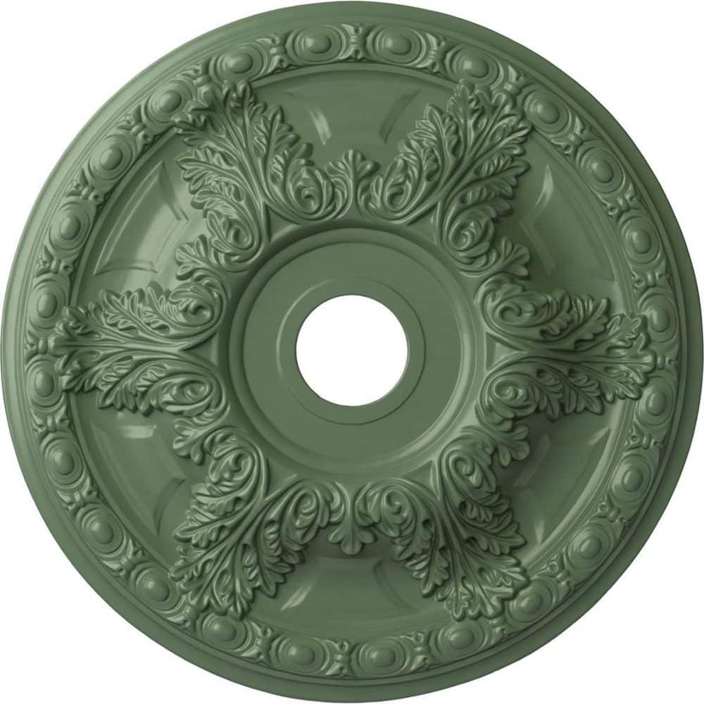 Ekena Millwork 2-1/2" x 23-3/8" x 23-3/8" Polyurethane Granada Ceiling Moulding Hand-Painted Athenian Green