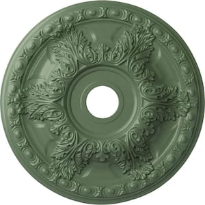 2-1/2" x 23-3/8" x 23-3/8" Polyurethane Granada Ceiling Moulding Hand-Painted Athenian Green