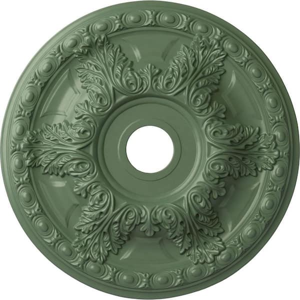 Ekena Millwork 2-1/2" x 23-3/8" x 23-3/8" Polyurethane Granada Ceiling Moulding Hand-Painted Athenian Green