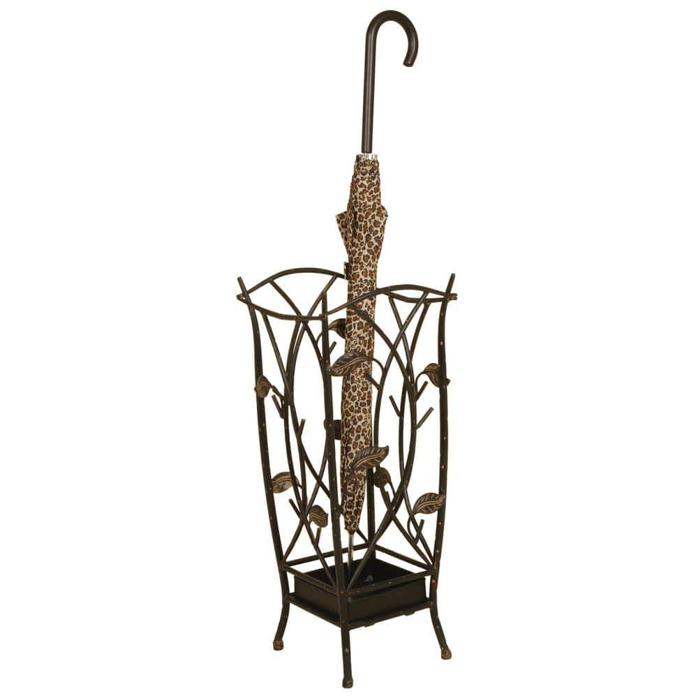Oil-Rubbed Bronze Leaf Metal Freestanding Umbrella Stand