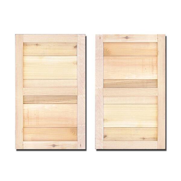 Design Craft MIllworks 12 in. x 25 in. Natural Cedar Board-N-Batten Porter Shutters Pair