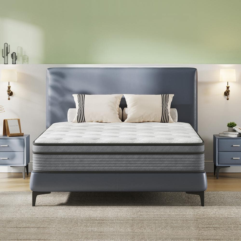 Vesgantti Queen Medium Hybrid Memory Foam, Individual Pocket Spring 10 in. Bed-in-a-Box Mattress