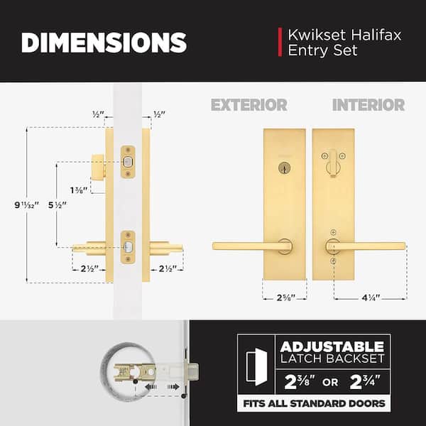 Kwikset Halifax Satin Brass Keyed Entry Set Single Cylinder Door
