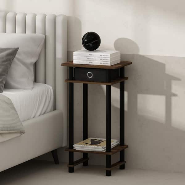 Furinno Turn-N-Tube Amber Pine/Black 1 Drawer 15.55in W Nightstands