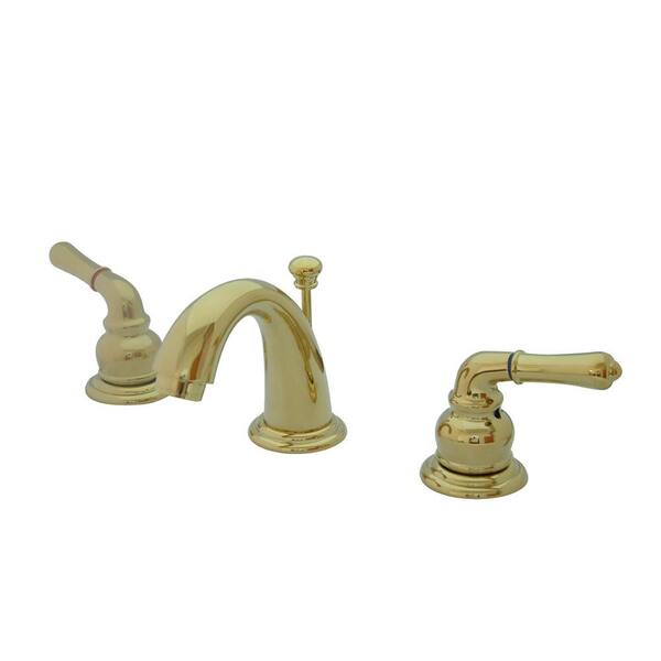 Kingston Brass Magellan 8 in. Widespread Double Handle Bathroom Faucet in Polished Brass