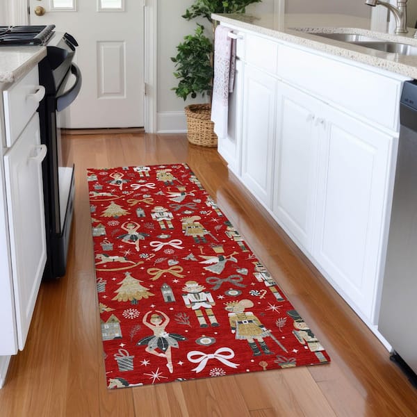 Chantille Machine Washable Indoor/Outdoor Abstract ACN1827 Red 2 ft. 3 in. x 7 ft. 6 in. Runner Rug