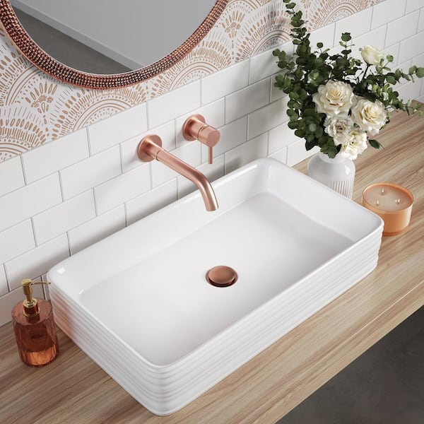 Swiss Madison Adour 25 in. White Ceramic Rectangle Vessel Sink