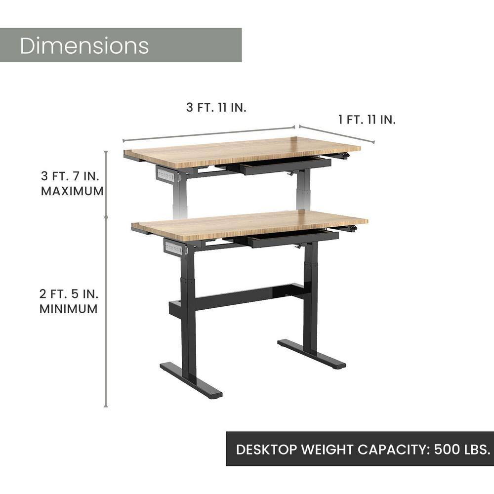 Modern 47" Black Adjustable Height Work Desk with Metal Frame