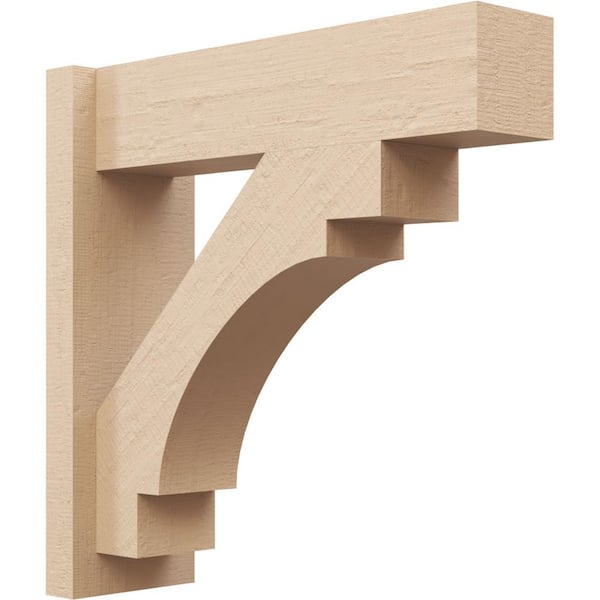 Ekena Millwork 8 in. x 24 in. x 16 in. Merced Block Rough Cedar Woodgrain Timberthane Polyurethane Outlooker, Primed Tan