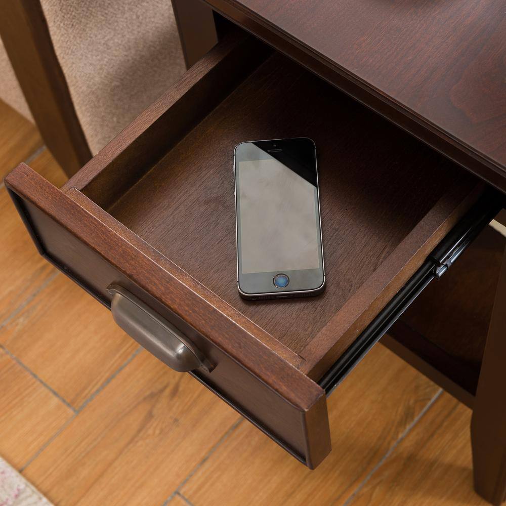 Laurent Chocolate Cherry Wood Chairside Table with Storage