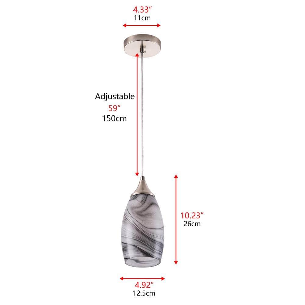 Craftsman Nickel Mini Pendant Light with Multicolor Art Glass