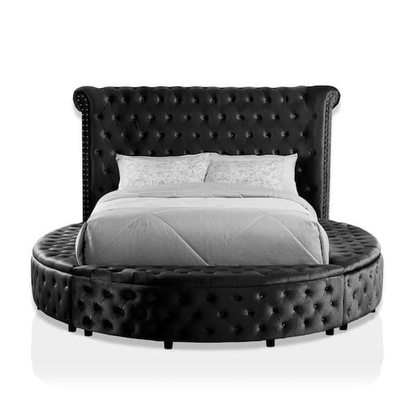 Furniture of America Kinga Black California King Button-Tufted Upholstered Bed