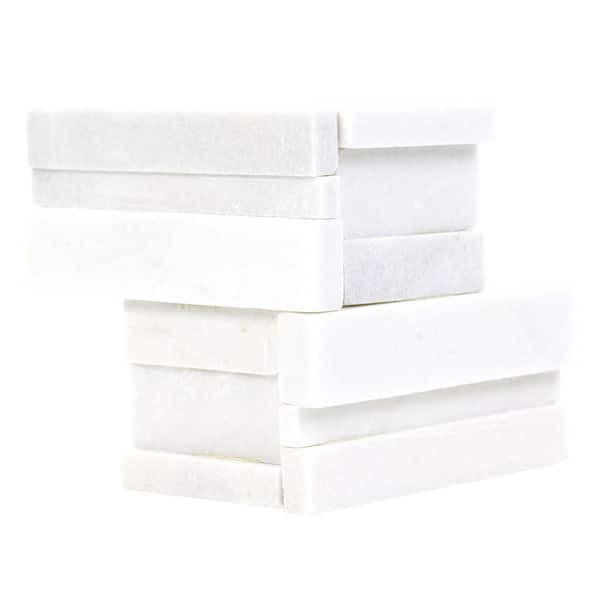 Arctic White 3D Ledger Corner 6 in. x 6 in. Honed Marble Wall Tile (2 sq. ft./Case)