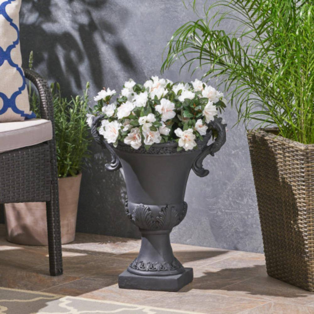 Caldwell 19.25 in. Tall Black Roman Stone Lightweight Concrete Floor Planter for Indoor Outdoor Use price history on PriceWatchPro