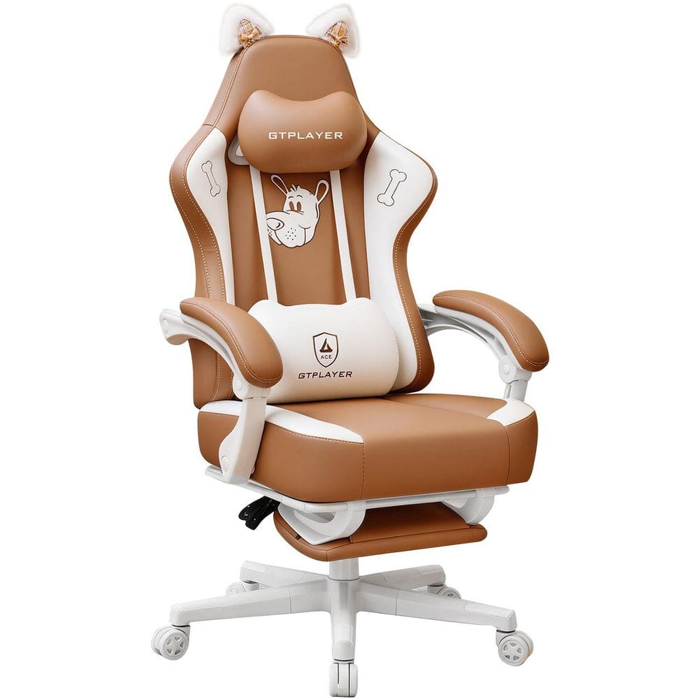 ComHoma Faux Leather Gaming Chair with Dog Embroidery Adjustable