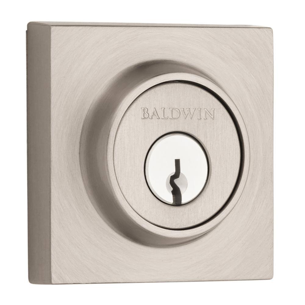 Baldwin Contemporary Square Keyed 1Side Deadbolt in Satin Nickel SCCSD150 The Home Depot