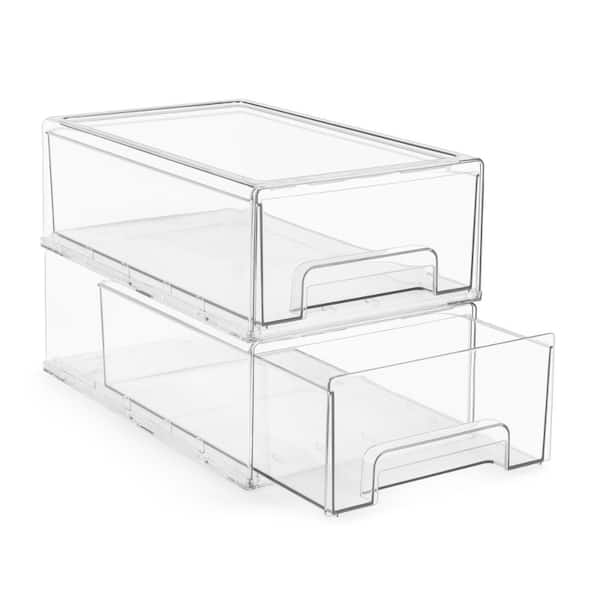 Sorbus 2 Pack Medium Clear Stackable Pull-Out Drawers