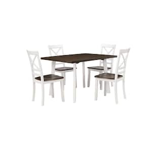 5-Piece Rectangle White and Brown Wood Top Dining Room Set (Seats 4)