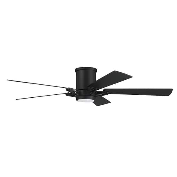 CRAFTMADE Wyatt 52 in. Indoor/Outdoor Flat Black Finish Ceiling Fan with Smart Wi-Fi Enabled Remote & Integrated LED Light