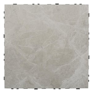 Outdoor Ceramic Quick Deck Tiles 12 in. x 12 in. (5 pcs per box) Champagne Marble