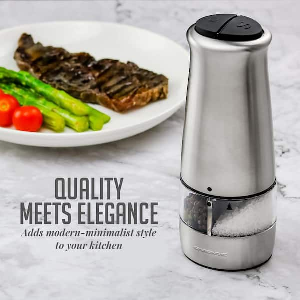 OVENTE Salt and Pepper Grinder Set, Battery Operated 4 AA, Black and White  SPD102BW - The Home Depot