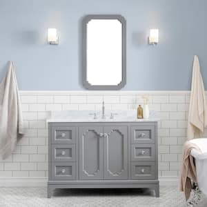 Queen 48 in. W x 22 in. D Bath Vanity in Cashmere Grey with Marble Bath Vanity Top in White with White Basin and Faucet