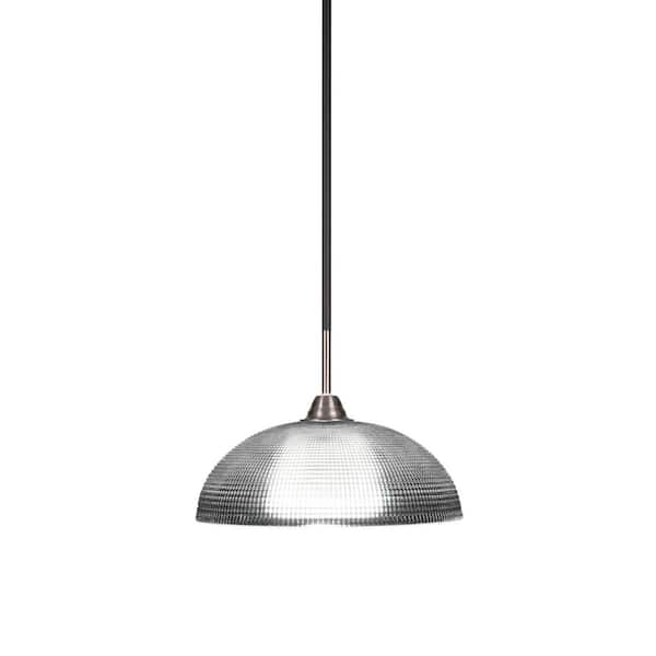 Unbranded Madison 100-Watt 1-Light Matte Black and Brushed Nickel Bowl Mini Pendant Light with Glass Shade