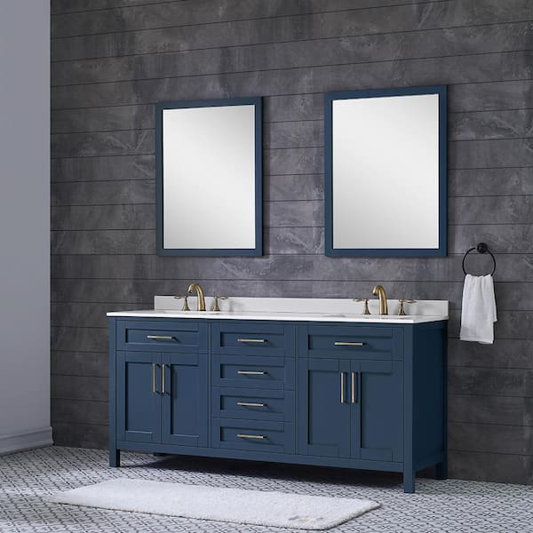 Ove Decors Tahoe 72 In W Double Sink Vanity Midnight Blue With Cultured Marble Top White Basinirrors Kc Taho72 045ul - Blue Double Vanity Bathroom Ideas