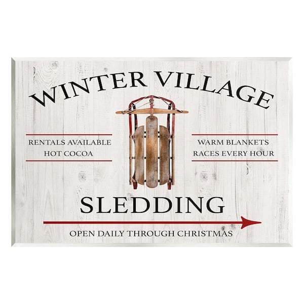 Stupell Industries Winter Village Sledding by Conrad Knutsen 1-Piece Unframed Graphic Print Typography Poster Art Print 15 in. x 10 in.
