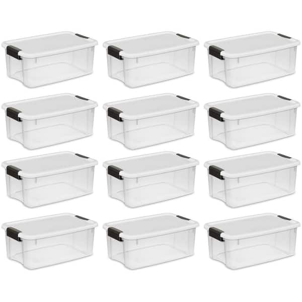 Sterilite 18 Qt. Ultra-Latch Storage Box in Clear Base and (12-Pack)