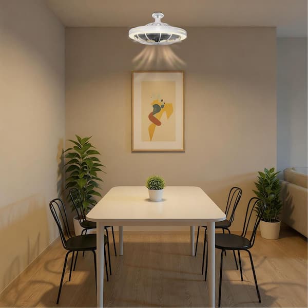 20 in. White 3-Speed Ceiling Fan with 5 Blades LED Flush Mount Light, Dimmable for Modern Indoor Rooms