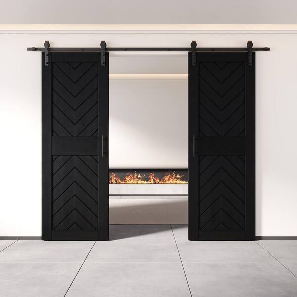 HOMACER JT4 26 in. x 84 in. C-Panel Black Fishbone Design
